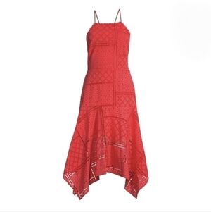 NEW PARKER Capri Cottton Sundress Coral Red Eyelet
